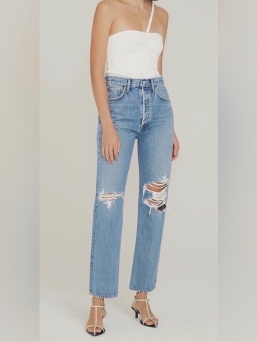 AGOLDE 90’s Pinch Jeans Women’s  Light Blue Distressed size 24